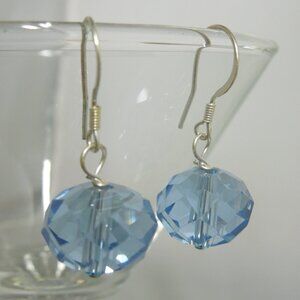 Blue Lavender Crystal Dangle Sterling Silver Earrings E123